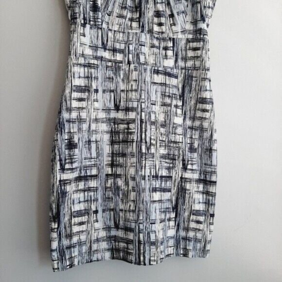 ALFRED SUNG Pure Blue & White Sleeveless Sheath Dress Sz 4 - Picture 4 of 15